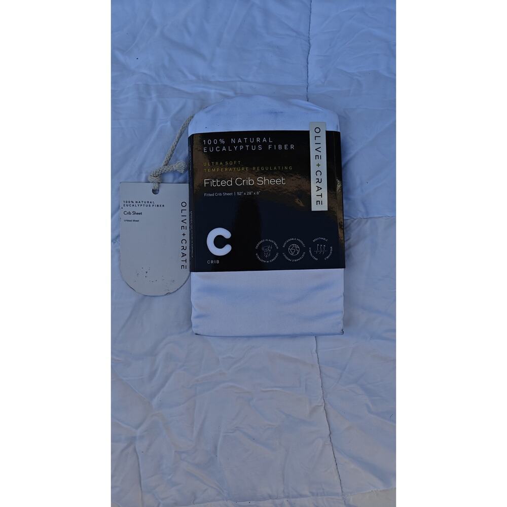 OliveCrate Organic-Feel Eucalyptus Crib Sheet Baby/Toddler Cooling, Gentle - Picture 6 of 8